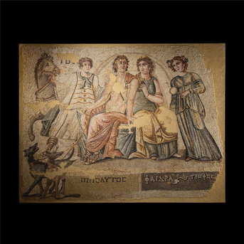 A Roman Mosaic Panel with Hippolytus and Phaedra