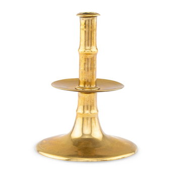 An English Brass Trumpet-Form Candlestick of Unusually Large Proportions