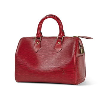 Louis Vuitton. Speedy bag in red Epi leather.