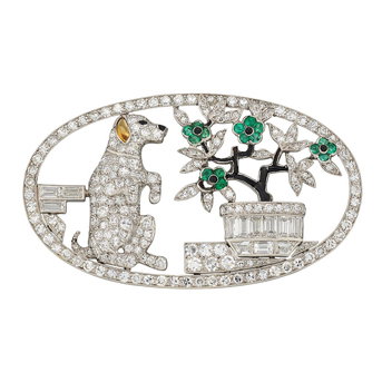 Van Cleef & Arpels Art Déco Diamond, Emerald, Onyx and Citrine Brooch