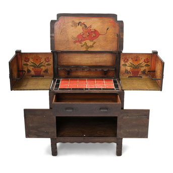 A Monterey Iron and Copper Mounted 'Bull Rider' Prohibition Bar