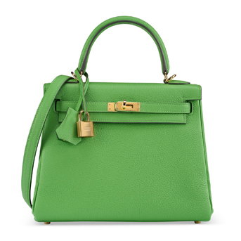 A Vert Yucca Togo Leather Retourné Kelly 25 With Gold Hardware