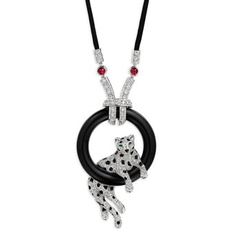 Cartier Diamond, Onyx, Emerald and Ruby 'Panthère' Necklace
