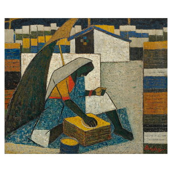 Kattingeri Krishna Hebbar (1911-1996) Untitled (Woman Making Chapatis)