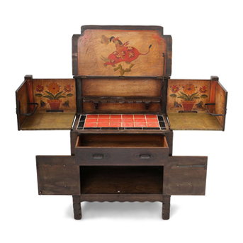 A Monterey Iron and Copper Mounted 'Bull Rider' Prohibition Bar