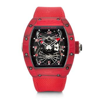 Richard Mille. An Extremely Rare, Vibrant, and Sporty Red Quartz TPT® Limited Edition Dual Time Tourbillon Wristwatch