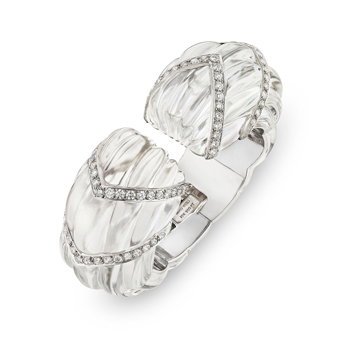 David Webb Rock Crystal and Diamond Cuff Bracelet
