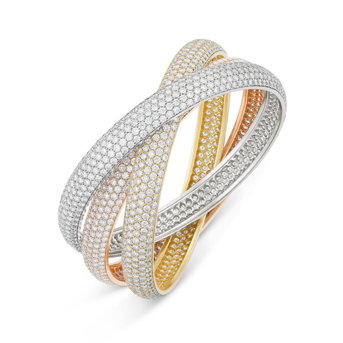 Cartier Diamond and <br>Tri-Colored Gold 'Trinity' Bangle Bracelet