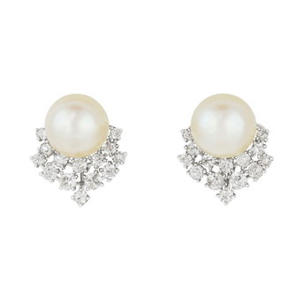 Cartier Natural Pearl and Diamond Earrings