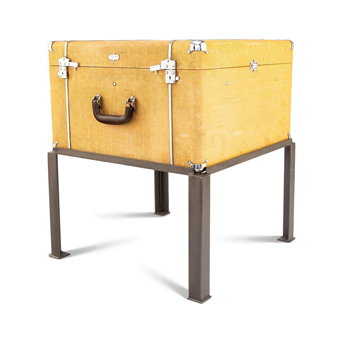 A Wheary Streamgard Travel Case Adapted as a Side Table