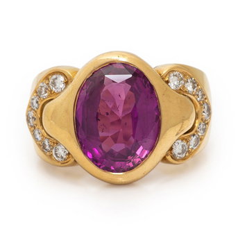 Bulgari, Ruby, Diamond, and Yellow Gold Ring