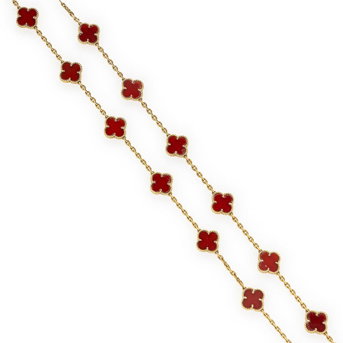 Van Cleef & Arpels, Carnelian and Yellow Gold 'Alhambra' Necklace