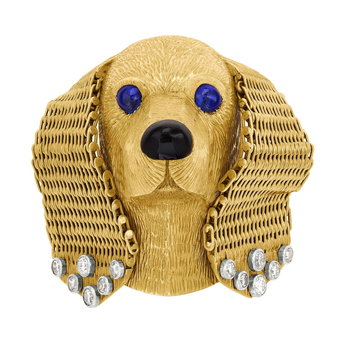 Cartier Sapphire, <br>Onyx and Diamond <br>Dog Brooch