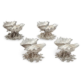 A Set of Four William Iv Silver Double Salt Cellars Mark of Paul Storr