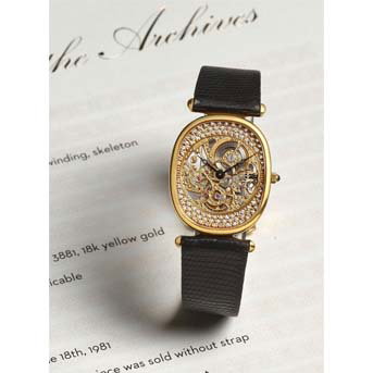 Patek Philippe. A Fine 18k Gold Manual Wind Skeletonzied Wristwatch
