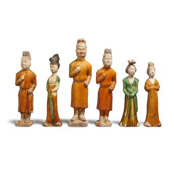 Six Sancai-Glazed Pottery Figures