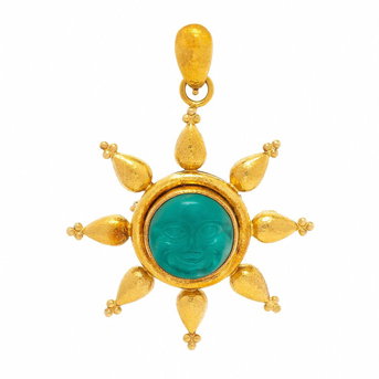 Elizabeth Locke, Carved Venetian Glass Sun Pendant Brooch