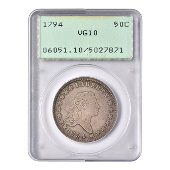 A United States 1794 Flowing Hair Half Dollar, PCGS VG10