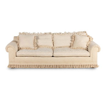 A Custom Silk Moiré Upholstered Sofa