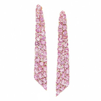 Sutra, Pink Sapphire, Diamond, and Rose Gold Earrings