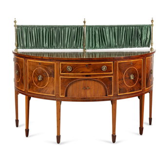 A George III Mahogany and Satinwood Demilune Sideboard