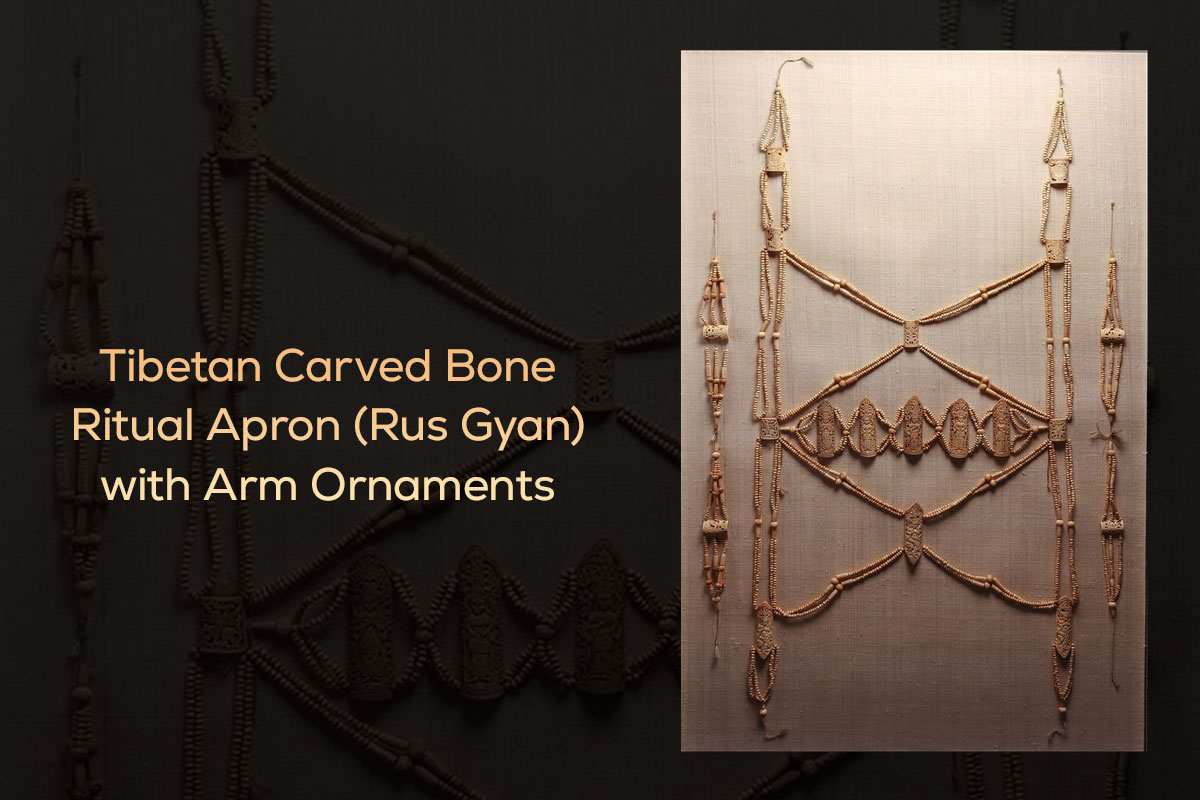 Tibetan Carved Bone Ritual Apron (Rus Gyan) with Arm Ornaments