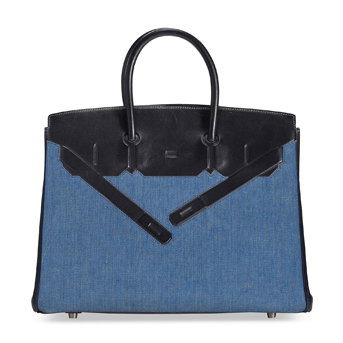 A Limited Edition, Toile Jean & Black Evercalf Leather Shadow Birkin 35 With Palladium Hardware
