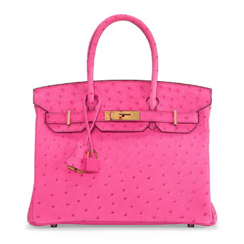 A Custom Rose Tyrien Ostrich & Lime Birkin 30 With Gold Hardware Hermès, 2021