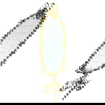 Antique Italian Toleware Double Sided Cheval Mirror