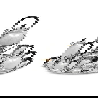 A Gundorph Albertus Designed Georg Jensen Silver Eight-Piece Tea and Coffee Service