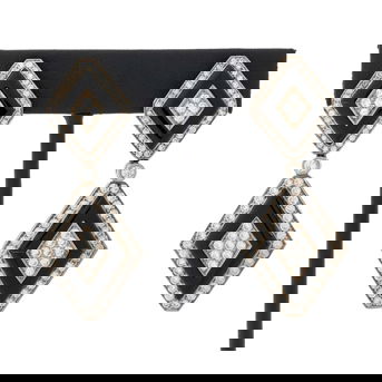 18K Yellow & White Gold Onyx Diamond Drop Earrings