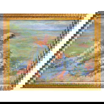 Robert Lewis Reid (1862-1929) American, Pastel on canvas Figural Landscape