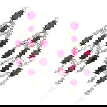 Ruby and Diamond Pendent Earrings