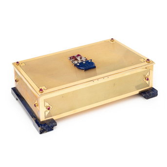 Cartier, Art Deco, Yellow Gold and Multigem Table Box