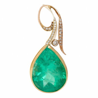 Colombian Emerald, Diamond, and Bicolor Gold Pendant
